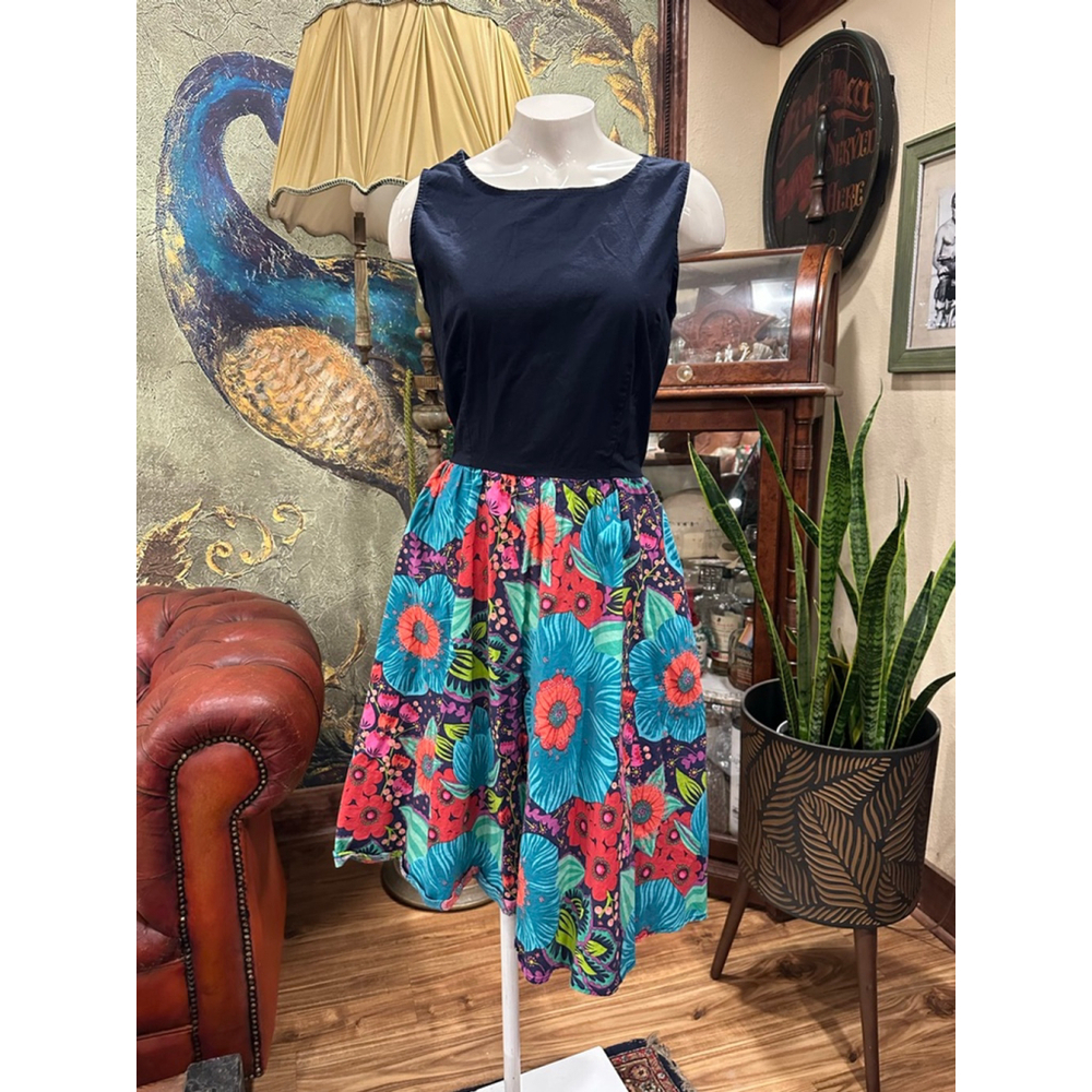 Retrolicious Floral Resort Sun Dress Vibrant Tropical Print Large - Picture 3 of 10